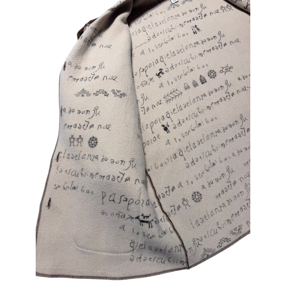 Chico's Tailored Jacket Women's 3 Brown Writing Scriptures Print Button Front - Picture 10 of 15